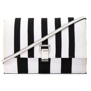 Proenza Schouler Small Knit Stripe Lunch Bag in Black/White Crossbody Clutch